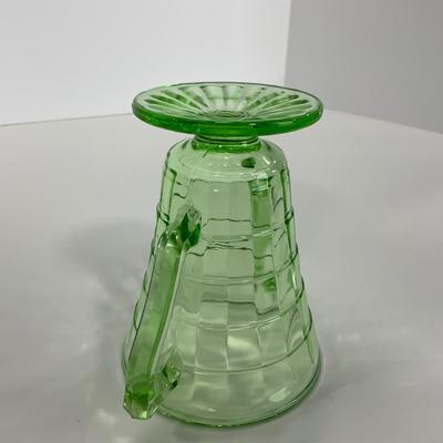 -113- URANIUM | Anchor Hocking Glass Co. Optic Block | Creamer & Sugar