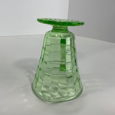 -113- URANIUM | Anchor Hocking Glass Co. Optic Block | Creamer & Sugar
