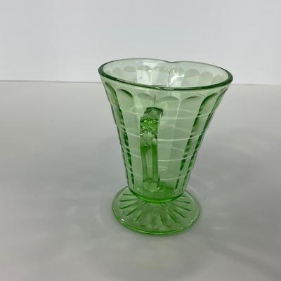 -113- URANIUM | Anchor Hocking Glass Co. Optic Block | Creamer & Sugar