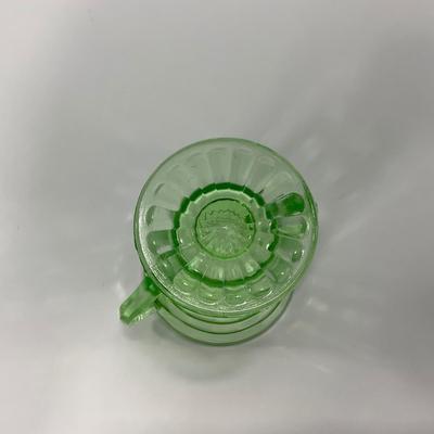 -113- URANIUM | Anchor Hocking Glass Co. Optic Block | Creamer & Sugar