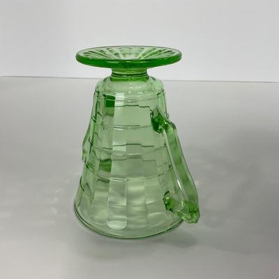 -113- URANIUM | Anchor Hocking Glass Co. Optic Block | Creamer & Sugar