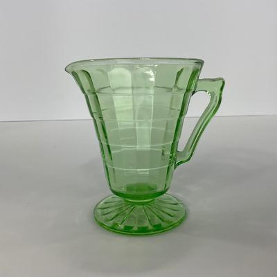 -113- URANIUM | Anchor Hocking Glass Co. Optic Block | Creamer & Sugar