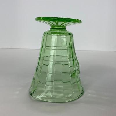 -113- URANIUM | Anchor Hocking Glass Co. Optic Block | Creamer & Sugar