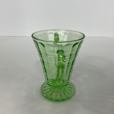 -113- URANIUM | Anchor Hocking Glass Co. Optic Block | Creamer & Sugar