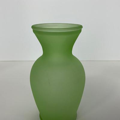 -114- URANIUM | Green Satin Glass Vase