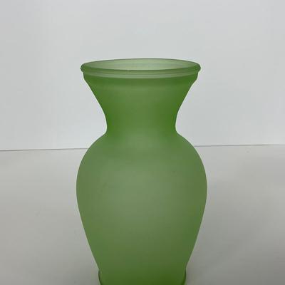 -114- URANIUM | Green Satin Glass Vase