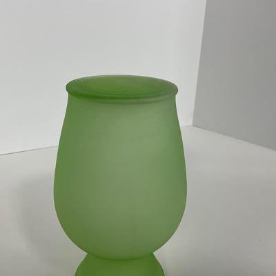 -114- URANIUM | Green Satin Glass Vase