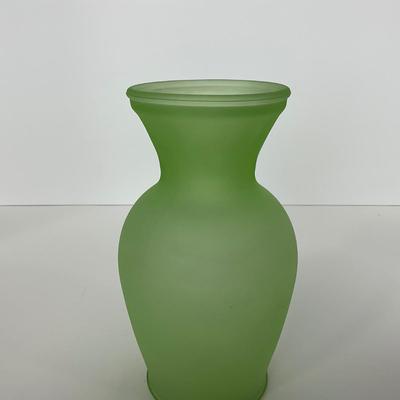 -114- URANIUM | Green Satin Glass Vase