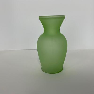 -114- URANIUM | Green Satin Glass Vase