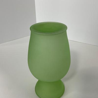 -114- URANIUM | Green Satin Glass Vase