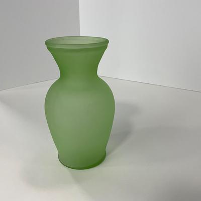 -114- URANIUM | Green Satin Glass Vase