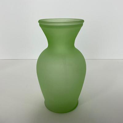 -114- URANIUM | Green Satin Glass Vase