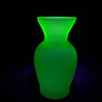 -114- URANIUM | Green Satin Glass Vase