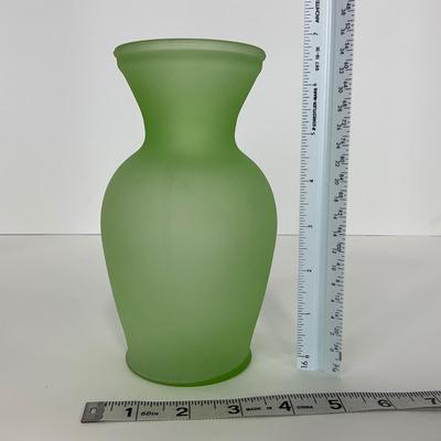 -114- URANIUM | Green Satin Glass Vase