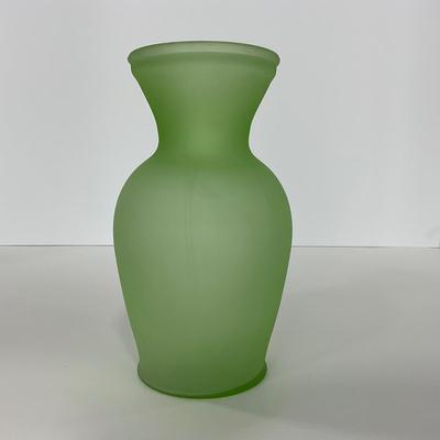-114- URANIUM | Green Satin Glass Vase