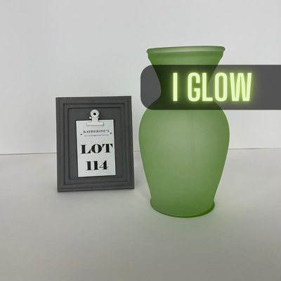 -114- URANIUM | Green Satin Glass Vase