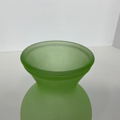 -114- URANIUM | Green Satin Glass Vase