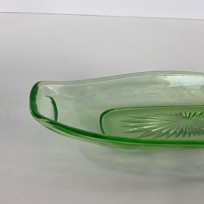 -115- URANIUM | Green Etched Long Celery Dish