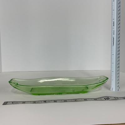 -115- URANIUM | Green Etched Long Celery Dish