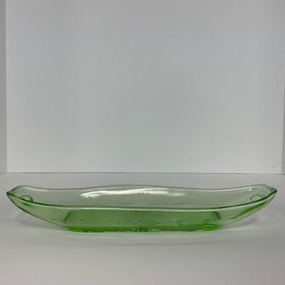 -115- URANIUM | Green Etched Long Celery Dish