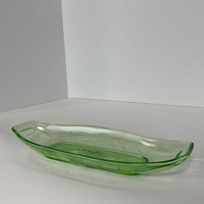 -115- URANIUM | Green Etched Long Celery Dish