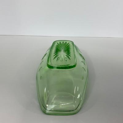 -115- URANIUM | Green Etched Long Celery Dish
