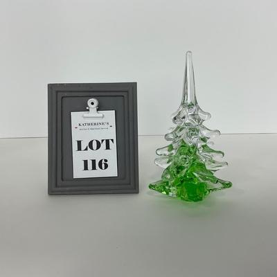-116- GLASSWARE | Vintage Marcolin Sweden Crystal Art Glass Christmas Tree | Signed