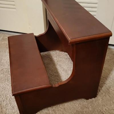 Cherry Wood Step Stool With Storage