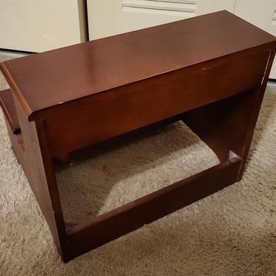Cherry Wood Step Stool With Storage