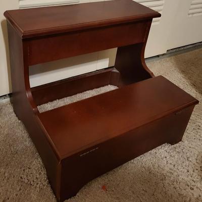 Cherry Wood Step Stool With Storage