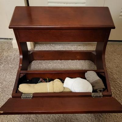 Cherry Wood Step Stool With Storage