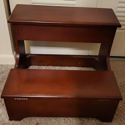 Cherry Wood Step Stool With Storage