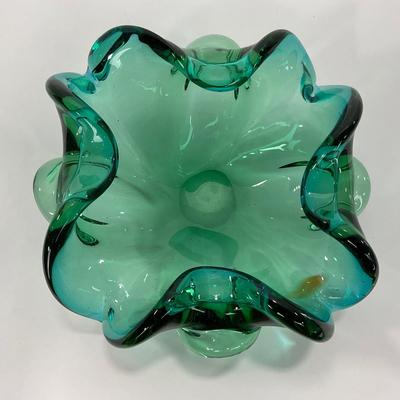 -117- GLASSWARE | MCM Art Glass Murano Aventurine Ashtray