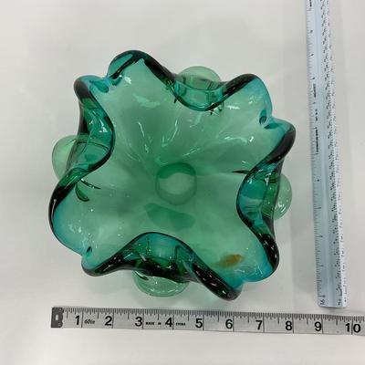-117- GLASSWARE | MCM Art Glass Murano Aventurine Ashtray