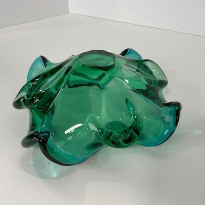 -117- GLASSWARE | MCM Art Glass Murano Aventurine Ashtray
