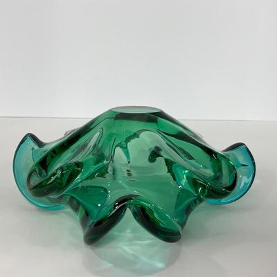 -117- GLASSWARE | MCM Art Glass Murano Aventurine Ashtray