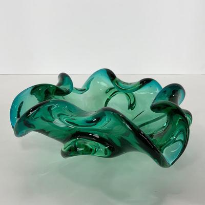 -117- GLASSWARE | MCM Art Glass Murano Aventurine Ashtray