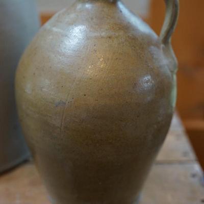 OTTMAN & CO. FORT EDWARDS, N.Y JUG W/COBALT DECO. & SM. OVOID SHAPED EARLY JUG