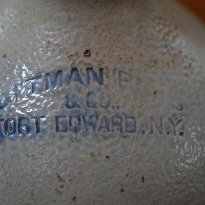 OTTMAN & CO. FORT EDWARDS, N.Y JUG W/COBALT DECO. & SM. OVOID SHAPED EARLY JUG