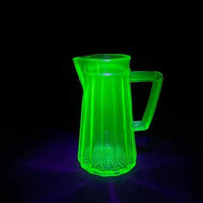 -119- URANIUM | Vaseline Glass Syrup Pitcher