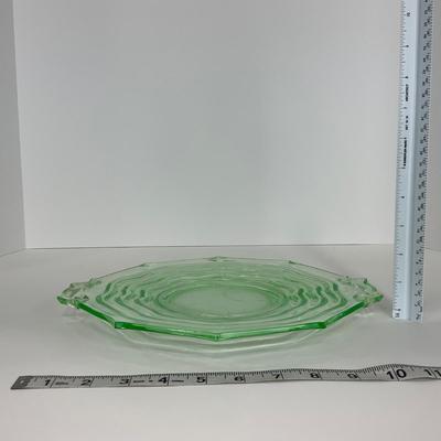 -120- URANIUM | Jenkins Glass Depression Green Ocean Wave | Handled Platter