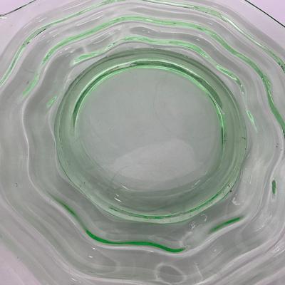 -120- URANIUM | Jenkins Glass Depression Green Ocean Wave | Handled Platter
