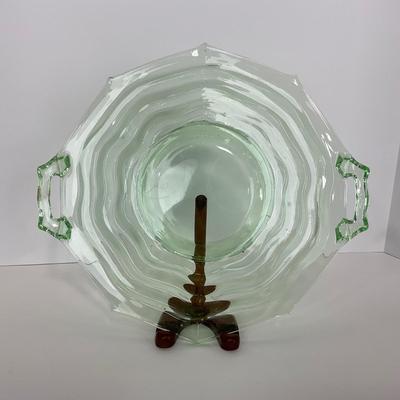 -120- URANIUM | Jenkins Glass Depression Green Ocean Wave | Handled Platter