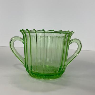 -121- URANIUM | Sierra Pinwheel Jeanette Glass Co. | Creamer & Sugar