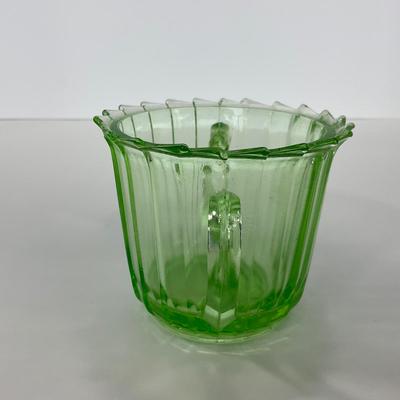 -121- URANIUM | Sierra Pinwheel Jeanette Glass Co. | Creamer & Sugar