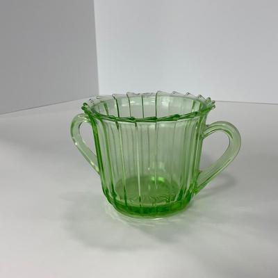 -121- URANIUM | Sierra Pinwheel Jeanette Glass Co. | Creamer & Sugar