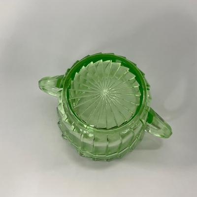 -121- URANIUM | Sierra Pinwheel Jeanette Glass Co. | Creamer & Sugar