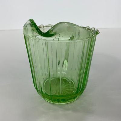 -121- URANIUM | Sierra Pinwheel Jeanette Glass Co. | Creamer & Sugar