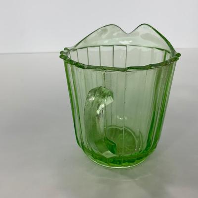 -121- URANIUM | Sierra Pinwheel Jeanette Glass Co. | Creamer & Sugar