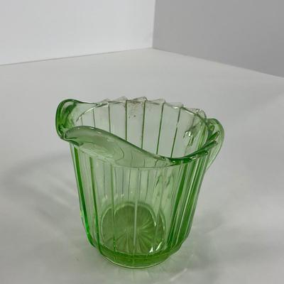 -121- URANIUM | Sierra Pinwheel Jeanette Glass Co. | Creamer & Sugar
